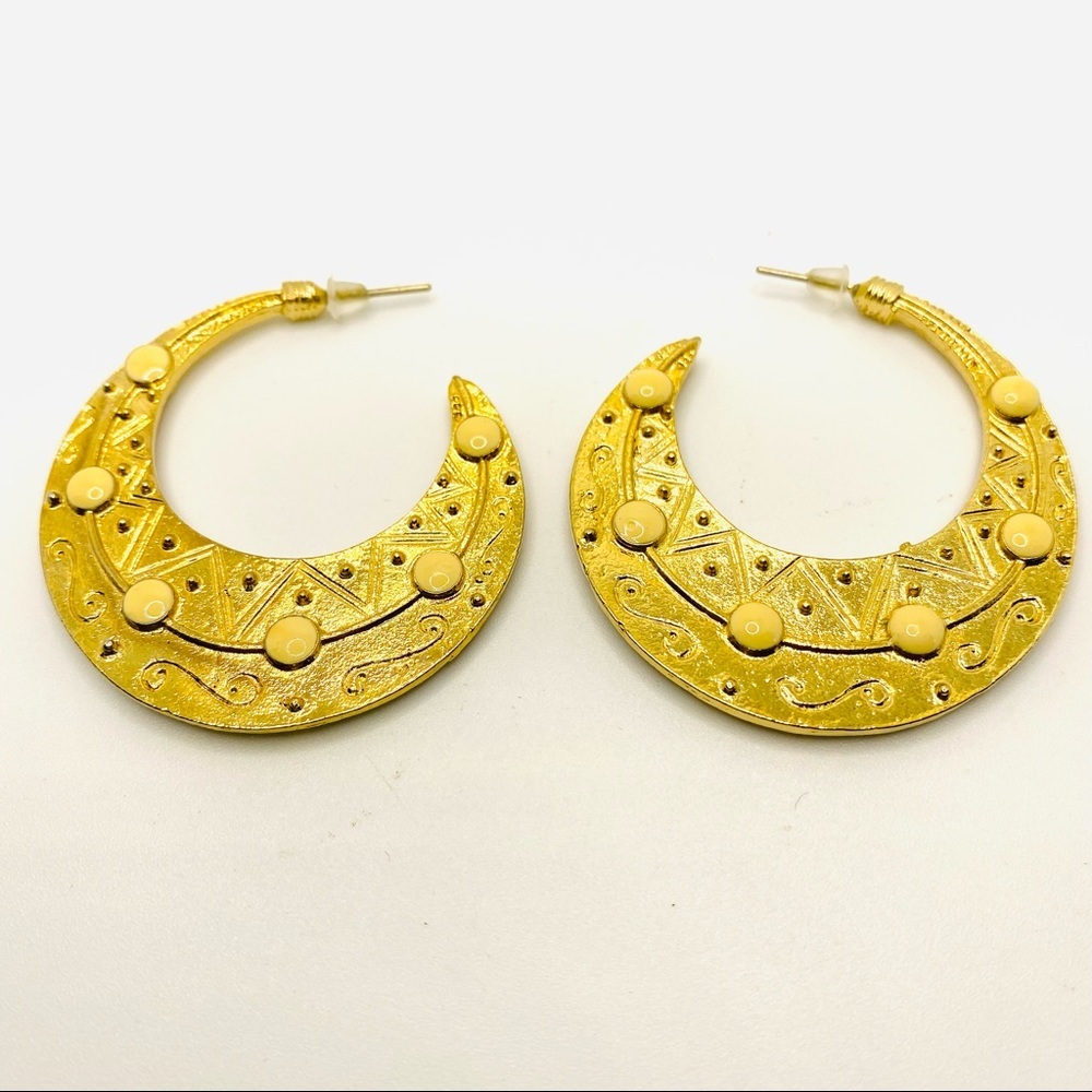 Earrings Boho Golden Loops. Pierced - Picture 4 of 5